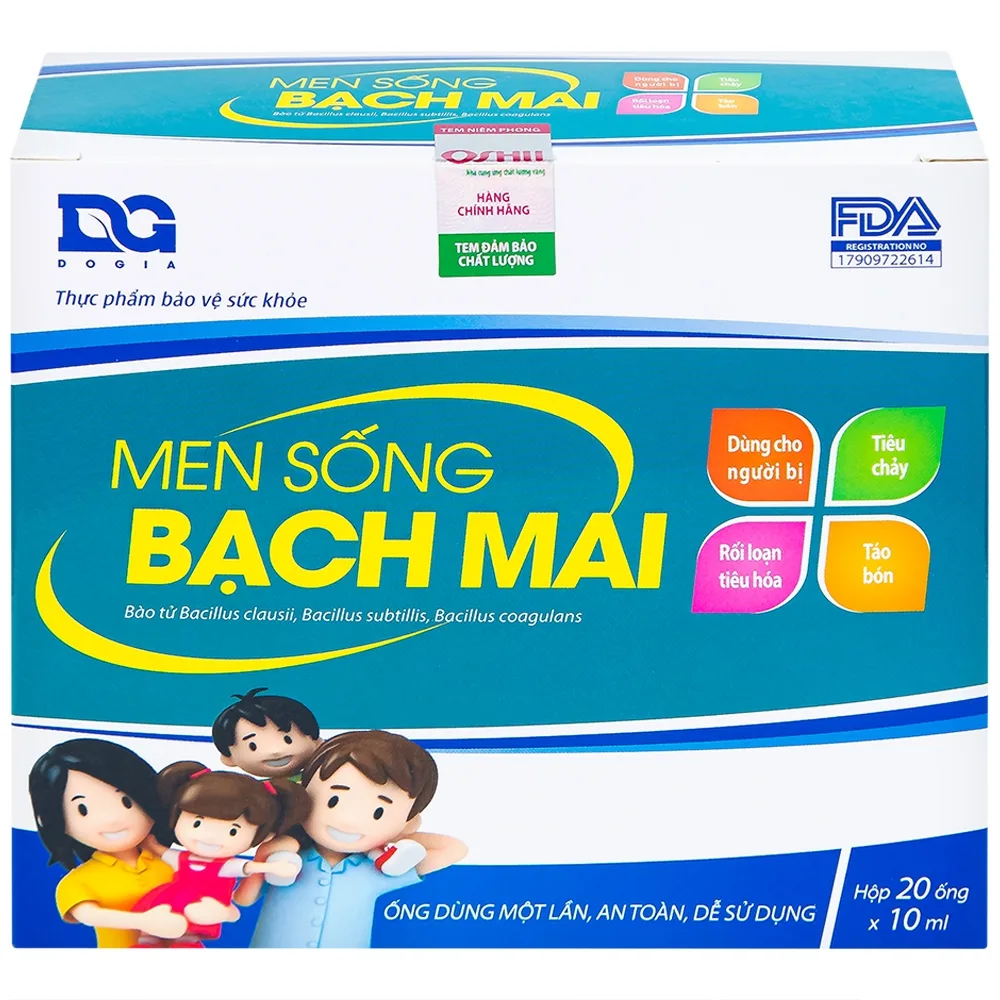 Hình ảnh Men sống Bạch Mai bổ sung lợi khuẩn đường tiêu hóa và kẽm, tăng cường tiêu hóa (20 ống x 10ml)