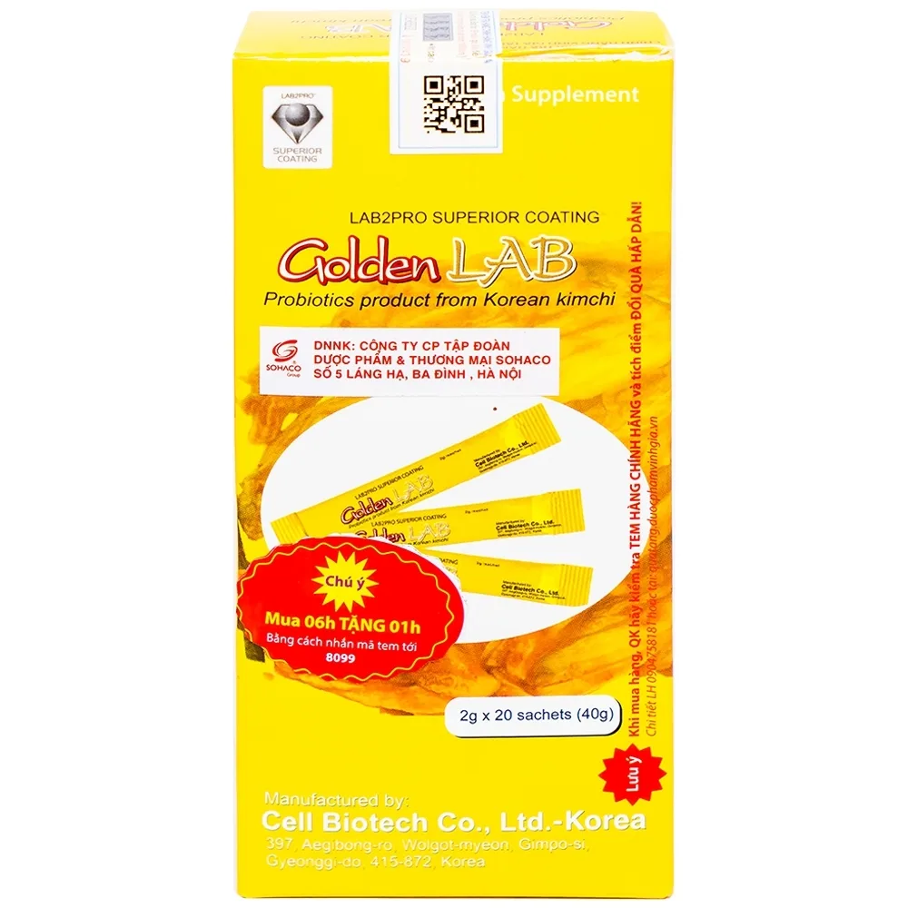 Hình ảnh Men vi sinh Golden Lab Cell Biotech hỗ trợ cân bằng hệ vi sinh đường ruột (20 gói x 2g)