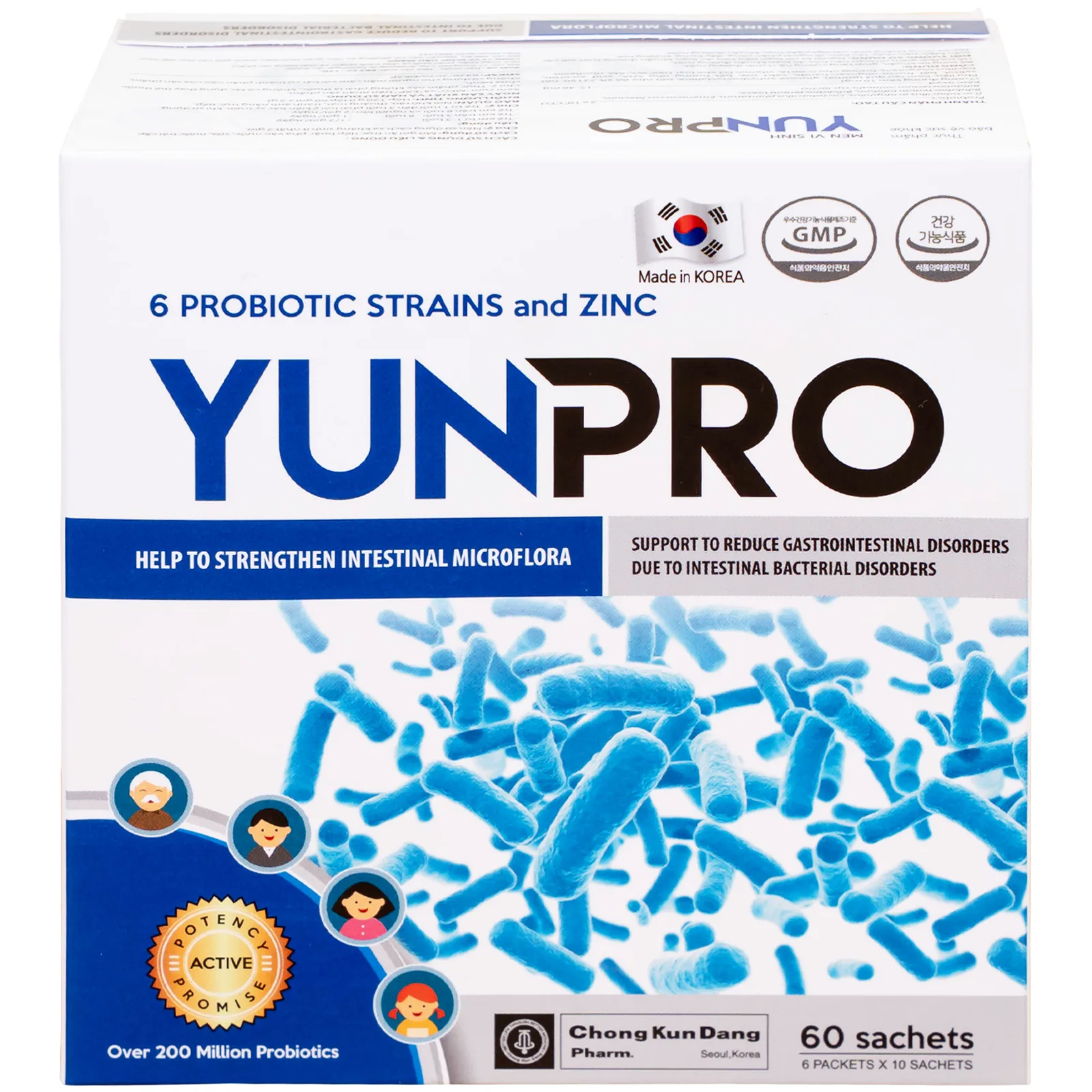Hình ảnh Thực phẩm bảo vệ sức khỏe men vi sinh YunPro Chong Kun Dang bổ sung lợi khuẩn (60 gói x 2 g)