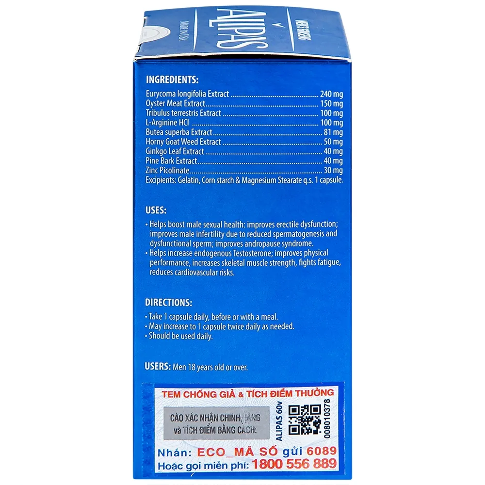 Hình ảnh Viên uống Men’s Ginseng Alipas Ecogreen cải thiện rối loạn cương dương (60 viên)