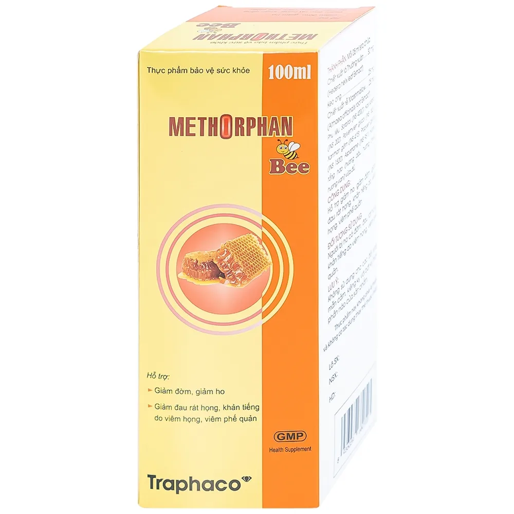 Hình ảnh Siro Methorphan Bee Traphaco hỗ trợ giảm ho, giảm đờm, viêm họng (100ml)