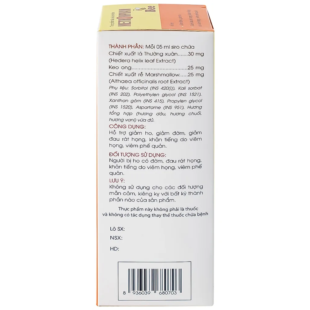 Hình ảnh Siro Methorphan Bee Traphaco hỗ trợ giảm ho, giảm đờm, viêm họng (100ml)