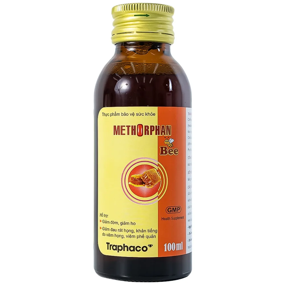 Hình ảnh Siro Methorphan Bee Traphaco hỗ trợ giảm ho, giảm đờm, viêm họng (100ml)