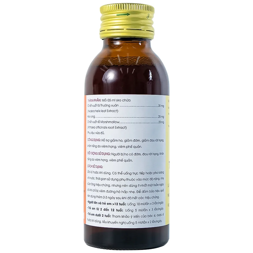 Hình ảnh Siro Methorphan Bee Traphaco hỗ trợ giảm ho, giảm đờm, viêm họng (100ml)