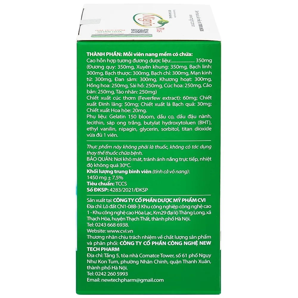 Hình ảnh Viên Tuần Hoàn Não Migrin Plus CVI hỗ trợ hoạt huyết, tăng cường tuần hoàn máu não (6 Vỉ x 10 Viên)