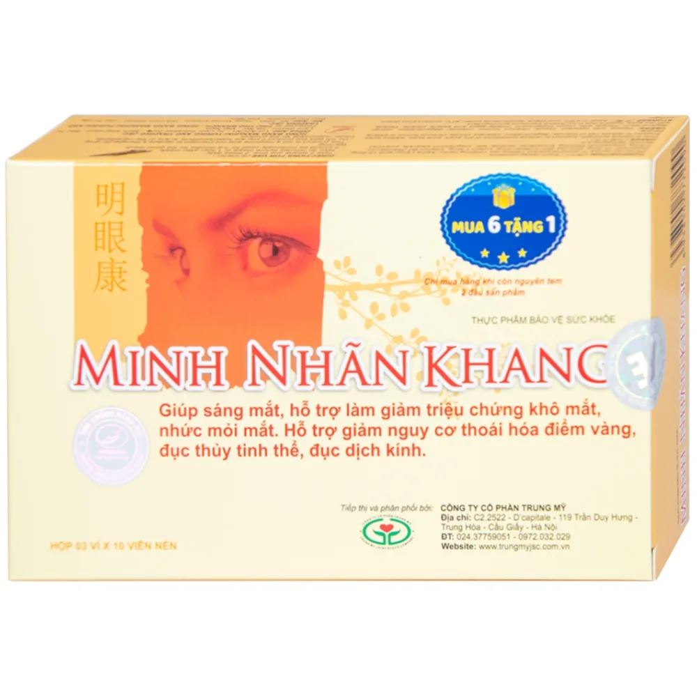 Hình ảnh Viên uống Minh Nhãn Khang Hồng Bàng hỗ trợ điều trị thoái hóa điểm vàng, đục thủy tinh thể (3 vỉ x 10 viên)
