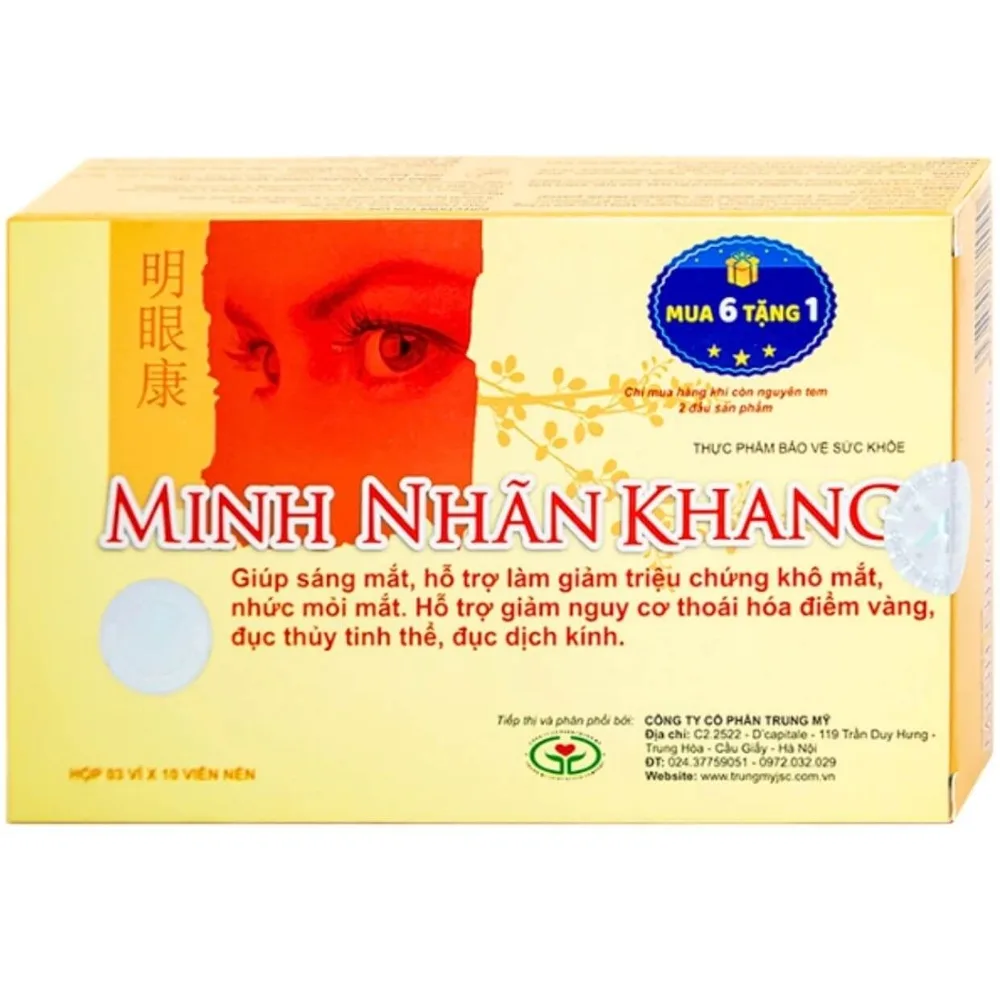 Hình ảnh Viên uống Minh Nhãn Khang Platinum Trung Mỹ hỗ trợ cải thiện thị lực (3 vỉ x 10 viên)