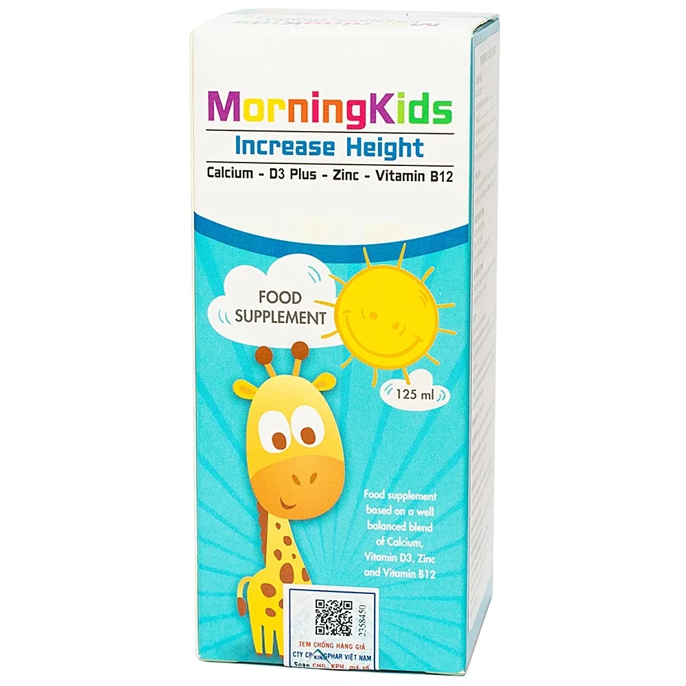 Hình ảnh Dung dịch MorningKids Increase Height hỗ trợ duy trì sự phát triển bình thường của xương và răng (125ml)