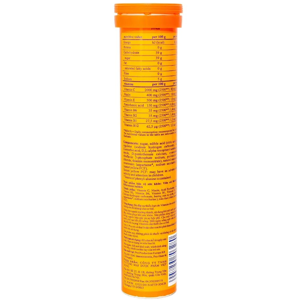 Hình ảnh Viên sủi Haas Multi-Vitamin Effer-Vescent Tablets hương cam tăng sức đề kháng (20 viên)