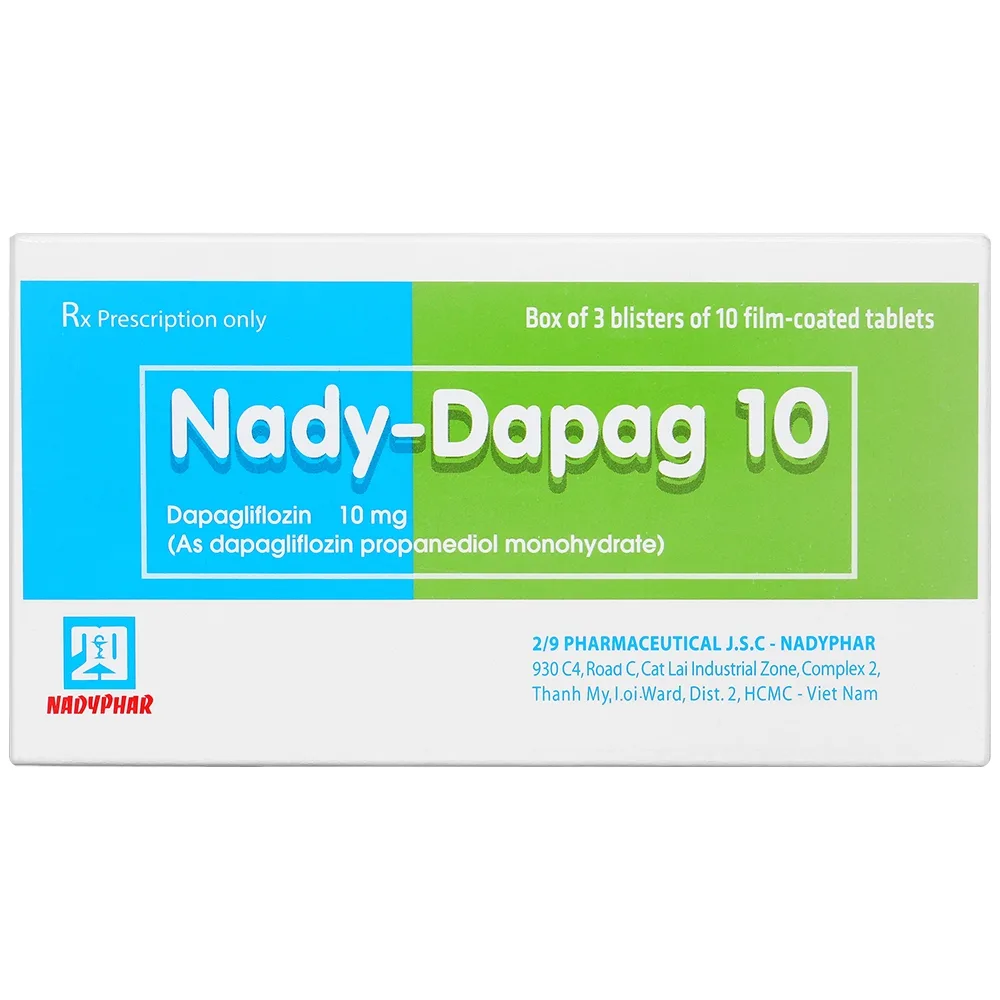 Hình ảnh Thuốc Nady-Dapag 10 Nadyphar điều trị đái tháo đường tuýp 2, kiểm soát đường huyết (3 vỉ x 10 viên)