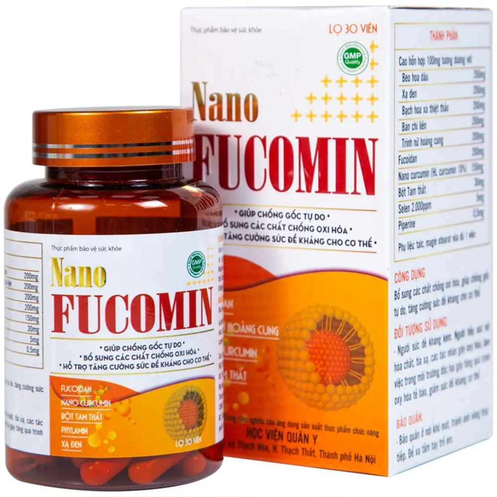 Hình ảnh Viên uống Nano Fucomin HVQY hỗ trợ giảm tác dụng phụ của hóa trị giúp chống gốc tự do (30 viên)
