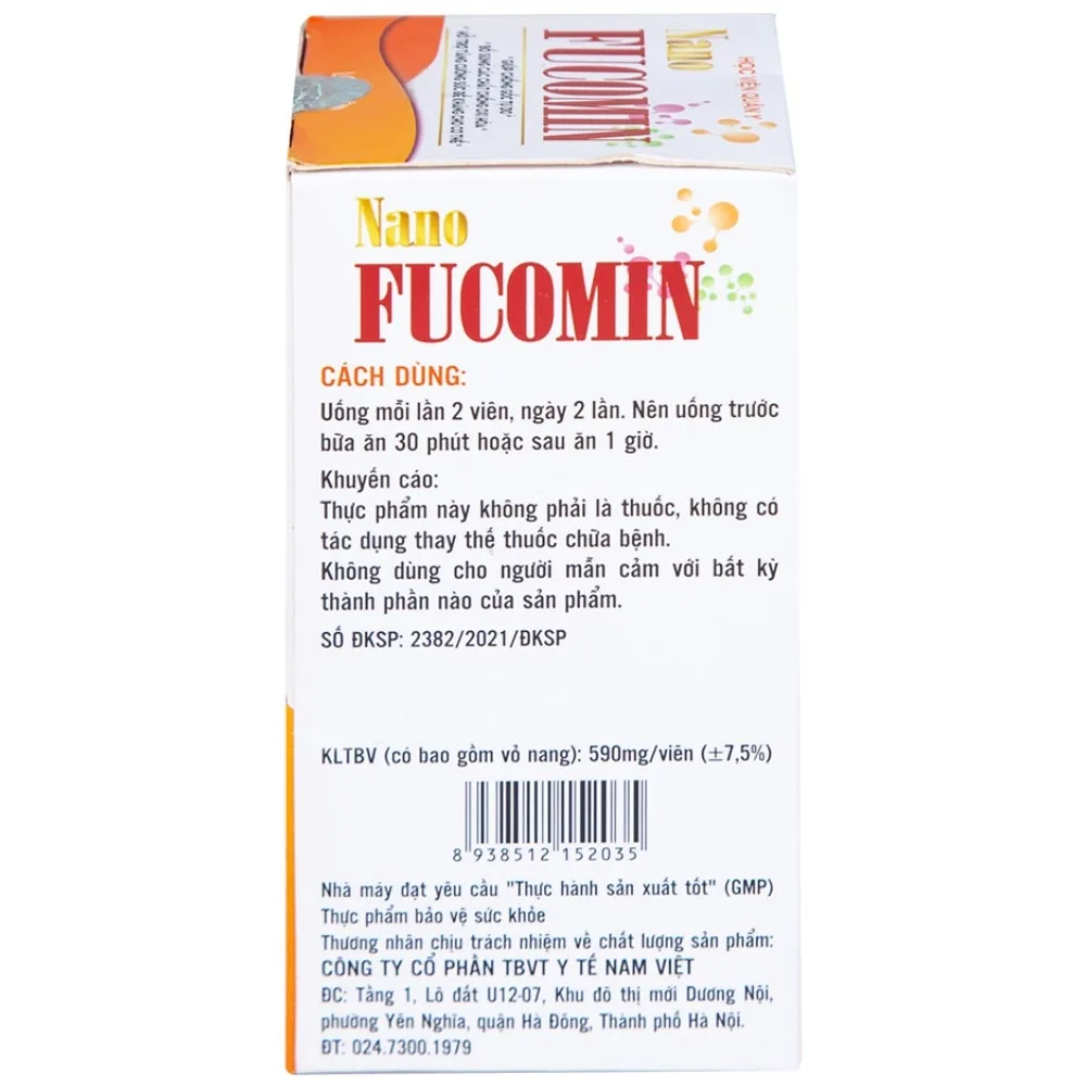 Hình ảnh Viên uống Nano Fucomin HVQY hỗ trợ giảm tác dụng phụ của hóa trị giúp chống gốc tự do (30 viên)