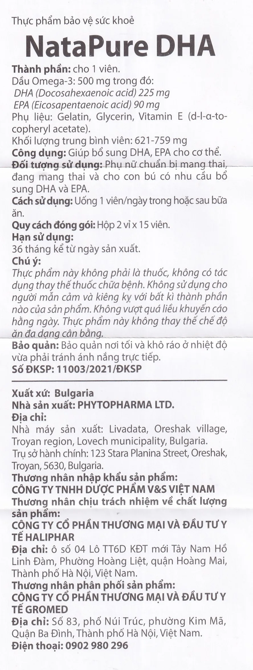 Hình ảnh Viên uống Natapure DHA Phytopharma bổ sung DHA, EPA cho cơ thể (2 vỉ x 15 viên)