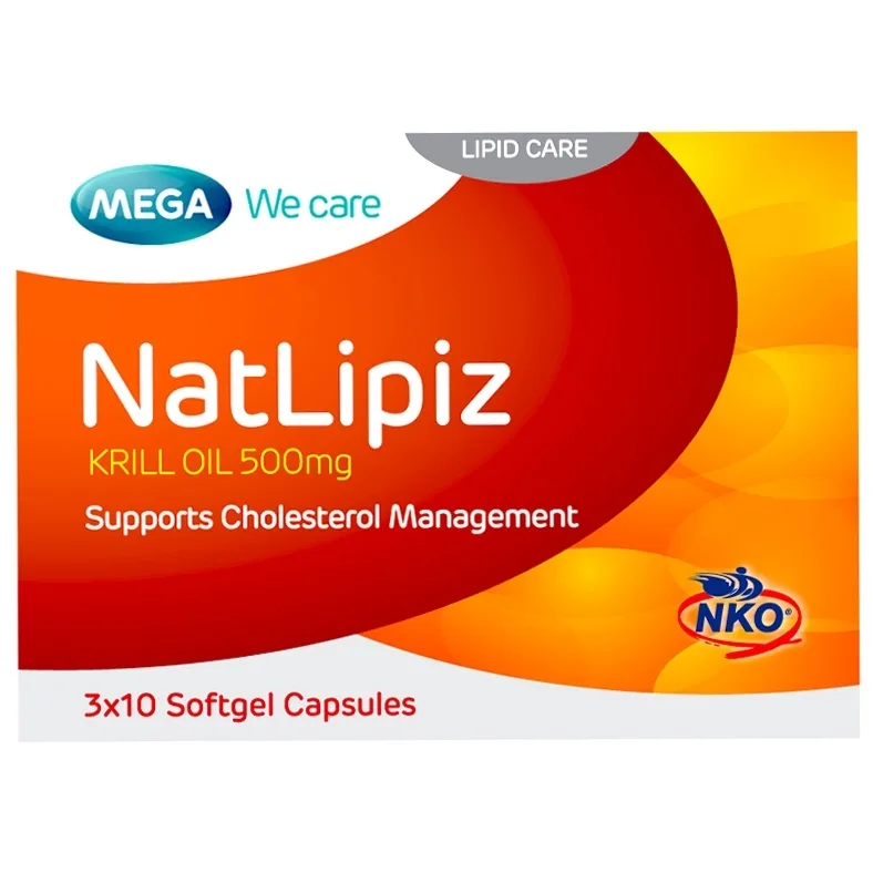 Hình ảnh Viên uống Natlipiz MEGA We care duy trì nồng độ cholesterol tốt trong máu (3 vỉ x 10 viên)