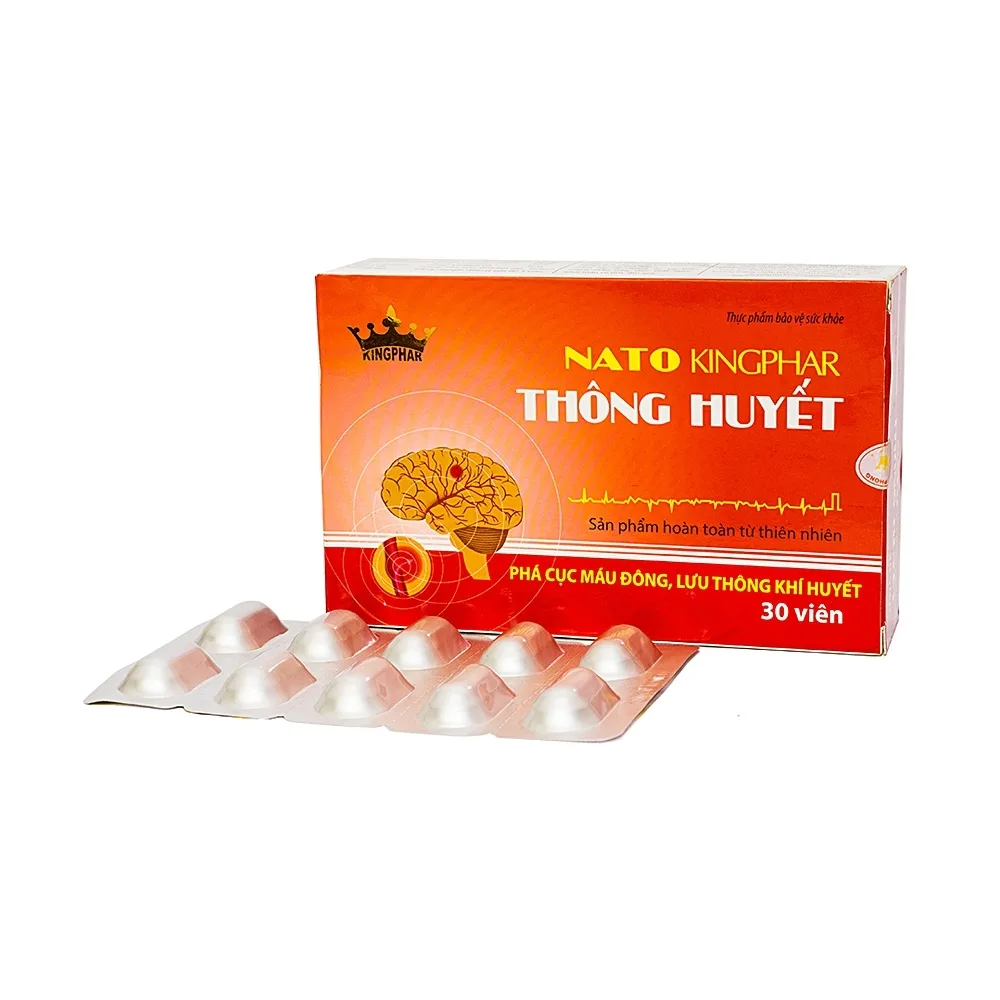 Hình ảnh Viên uống Nato Thông Huyết Kingphar hỗ trợ điều trị các căn bệnh tai biến não (3 vỉ x 10 viên)