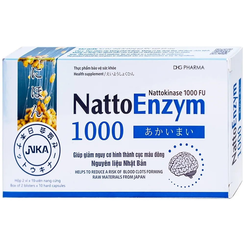 Hình ảnh Viên uống NattoEnzym 1000 DHG giúp giảm nguy cơ hình thành cục máu đông (2 vỉ x 10 viên)