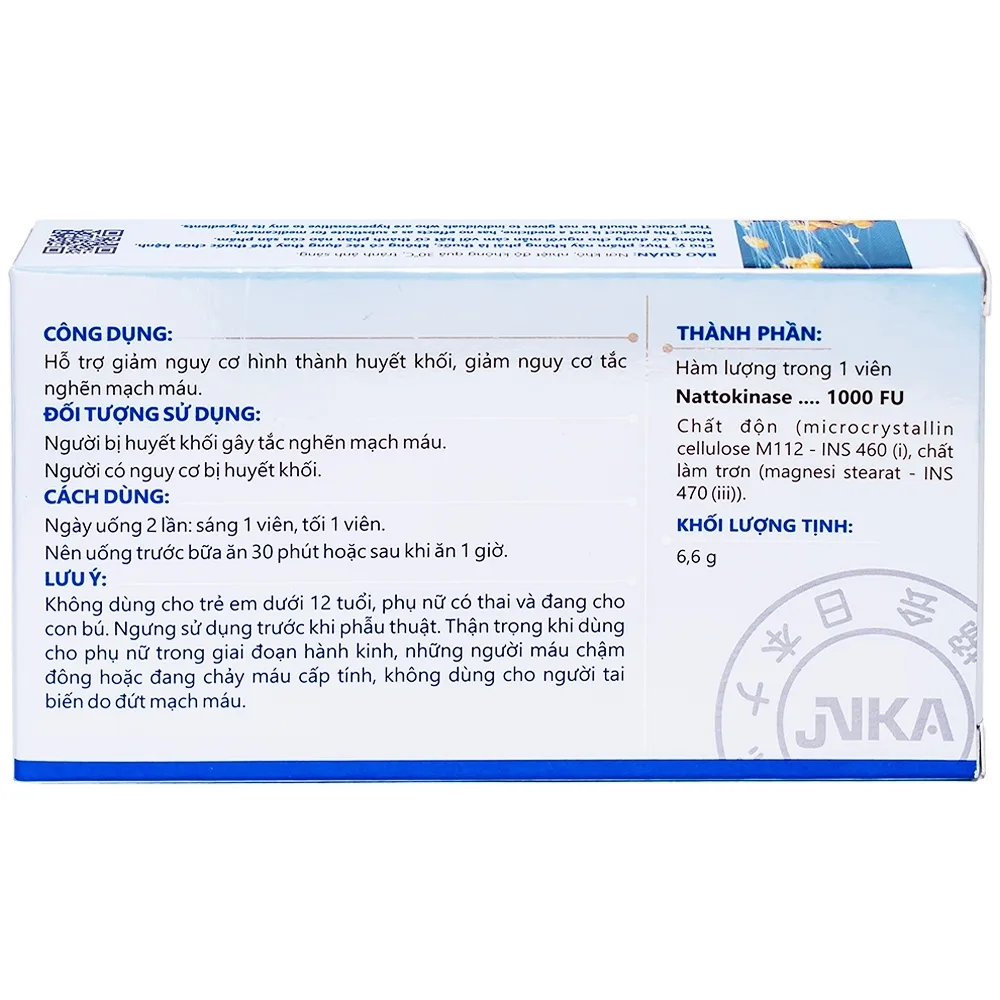 Hình ảnh Viên uống NattoEnzym 1000 DHG giúp giảm nguy cơ hình thành cục máu đông (2 vỉ x 10 viên)