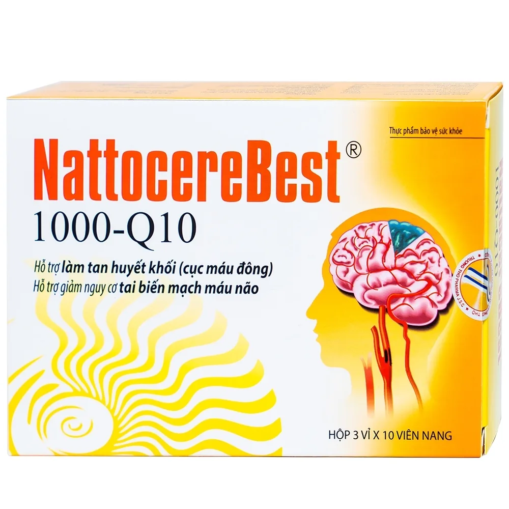Hình ảnh Viên uống NattocereBest 1000-Q10 Navi hỗ trợ làm tan huyết khối, giảm nguy cơ tai biến mạch máu não (3 vỉ x 10 viên)