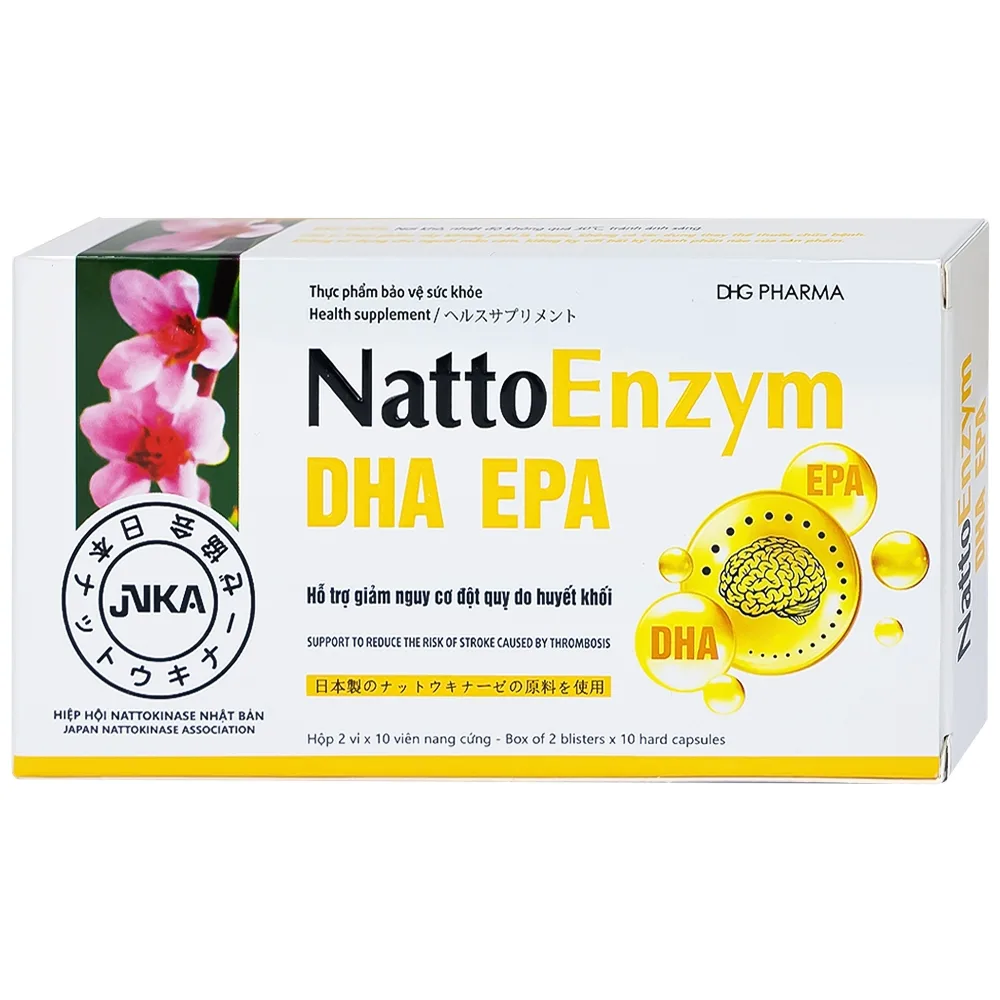Hình ảnh Viên uống NattoEnzym DHA EPA DHG Pharma hỗ trợ giảm nguy cơ đột quỵ do huyết khối (2 vỉ x 10 viên)