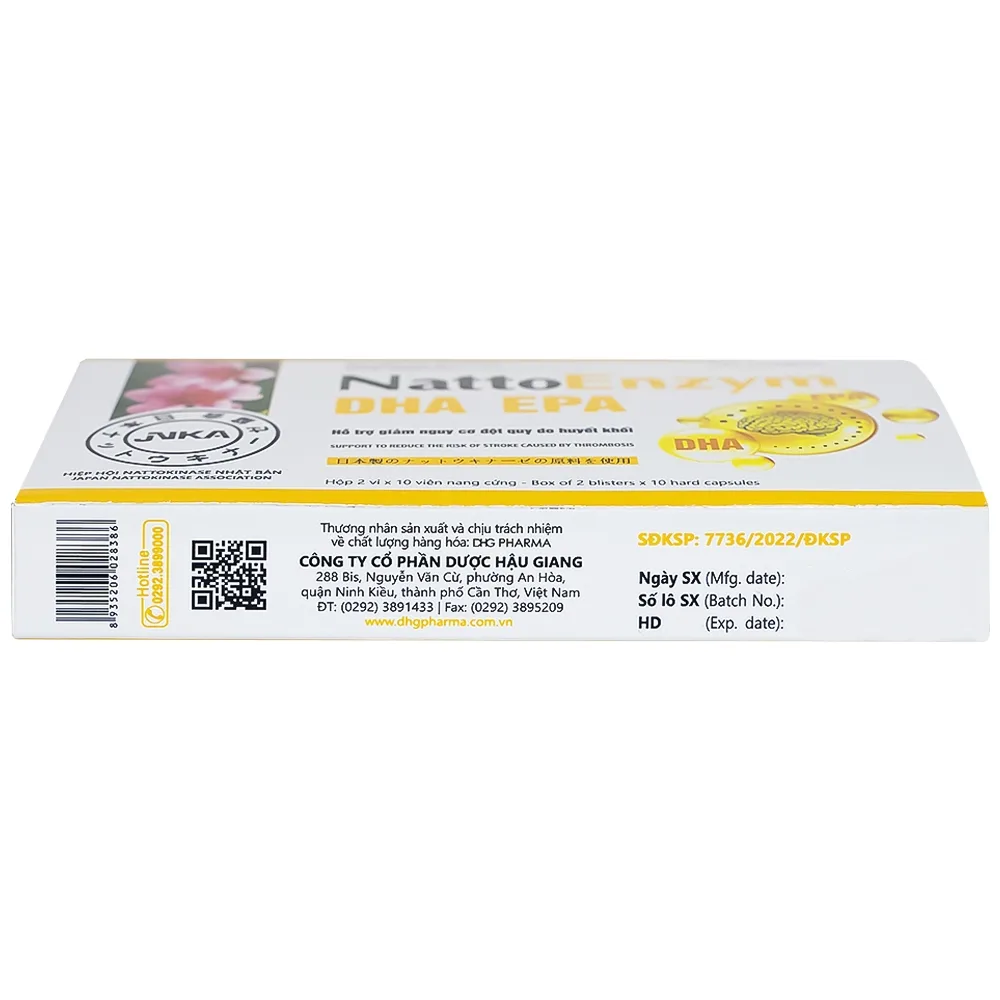 Hình ảnh Viên uống NattoEnzym DHA EPA DHG Pharma hỗ trợ giảm nguy cơ đột quỵ do huyết khối (2 vỉ x 10 viên)