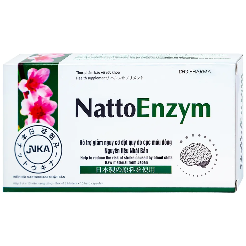 Hình ảnh Viên uống NattoEnzym DHG hỗ trợ hoạt huyết, tăng tuần hoàn máu (3 vỉ x 10 viên)