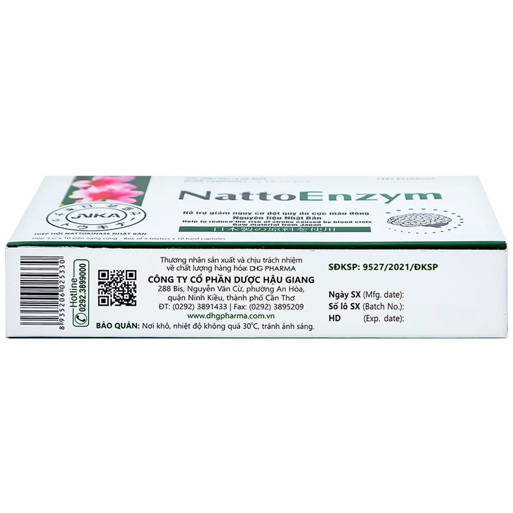 Hình ảnh Viên uống NattoEnzym DHG hỗ trợ hoạt huyết, tăng tuần hoàn máu (3 vỉ x 10 viên)