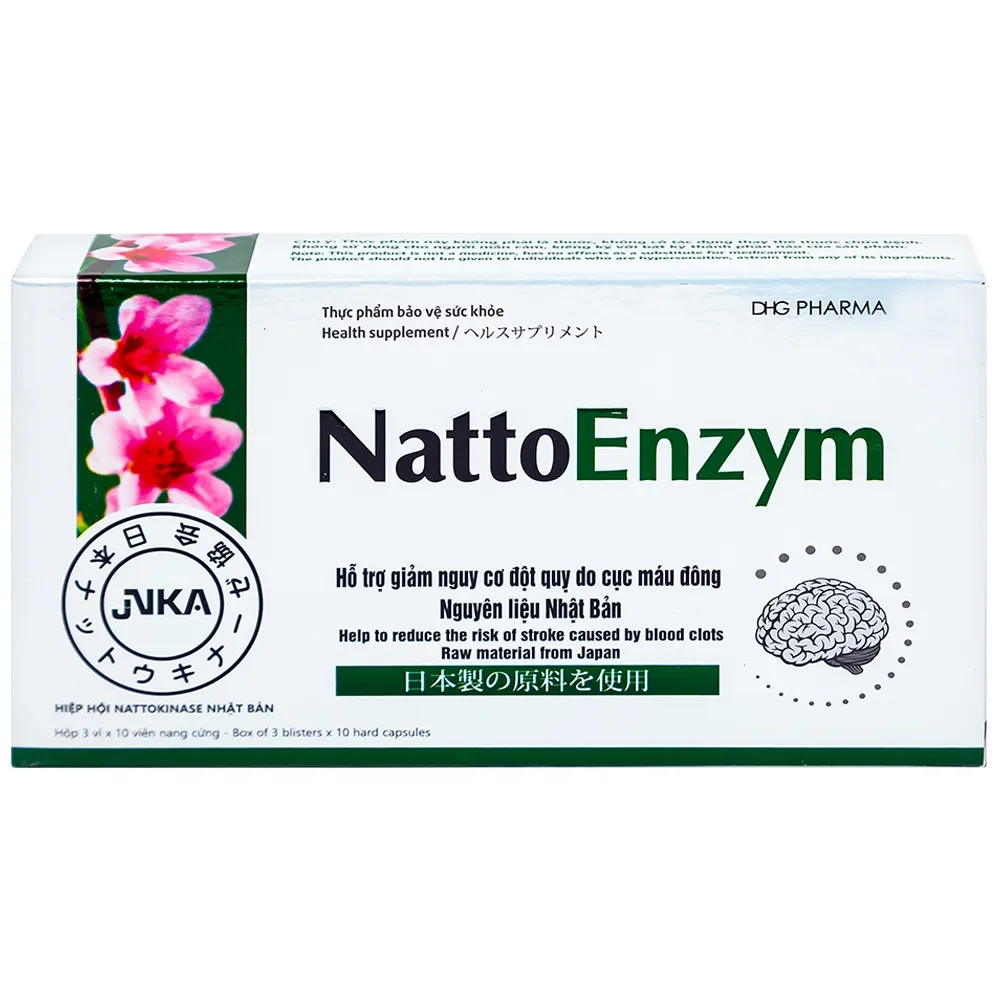 Hình ảnh Viên uống NattoEnzym DHG hỗ trợ hoạt huyết, tăng tuần hoàn máu (3 vỉ x 10 viên)