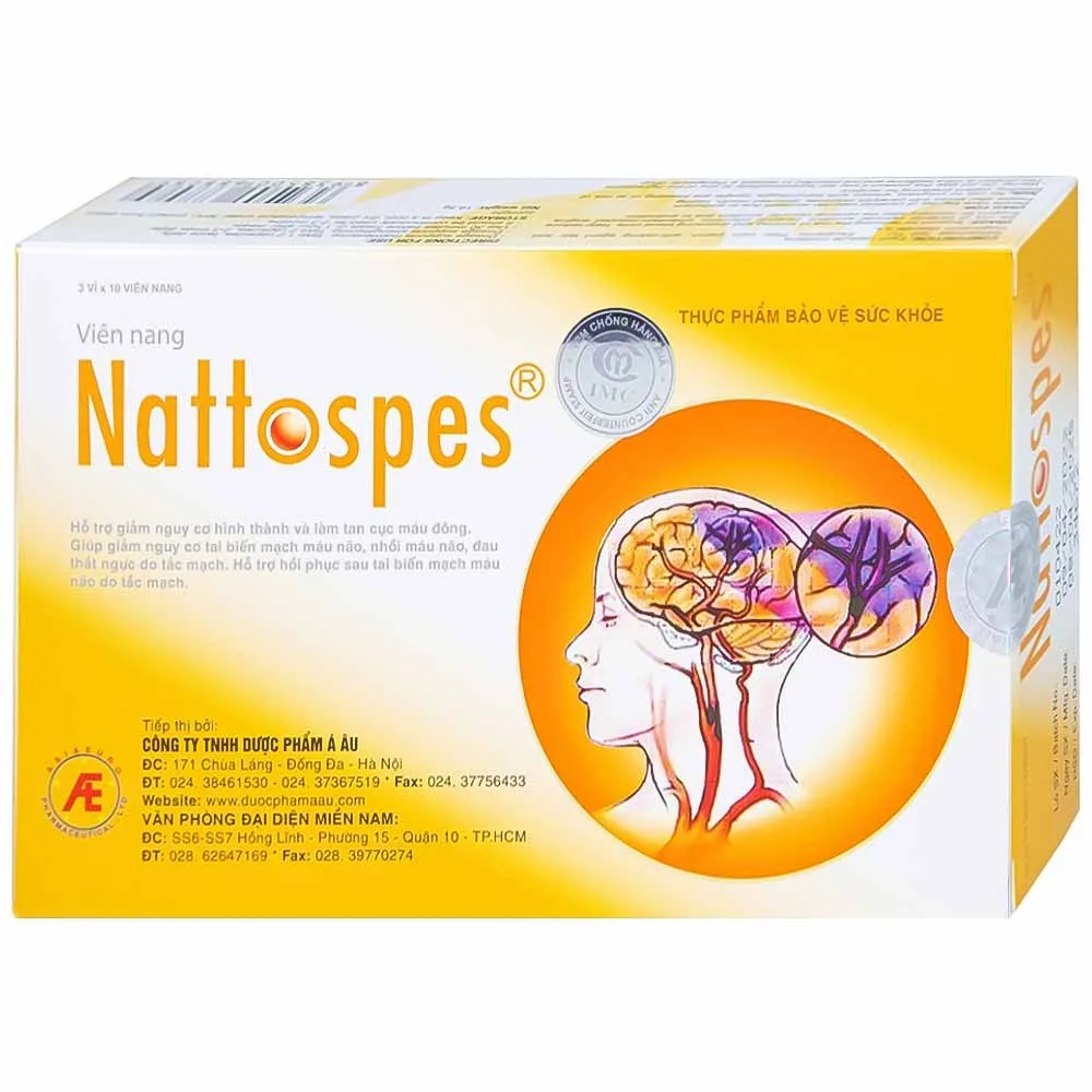Hình ảnh Viên uống Nattospes Á Âu hỗ trợ giảm nguy cơ hình thành và làm tan cục máu đông (3 vỉ x 10 viên)