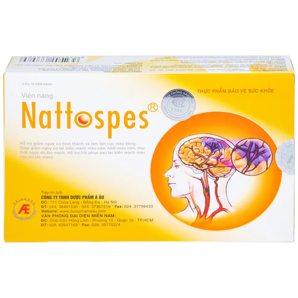 Hình ảnh Viên uống Nattospes Á Âu hỗ trợ giảm nguy cơ hình thành và làm tan cục máu đông (3 vỉ x 10 viên)