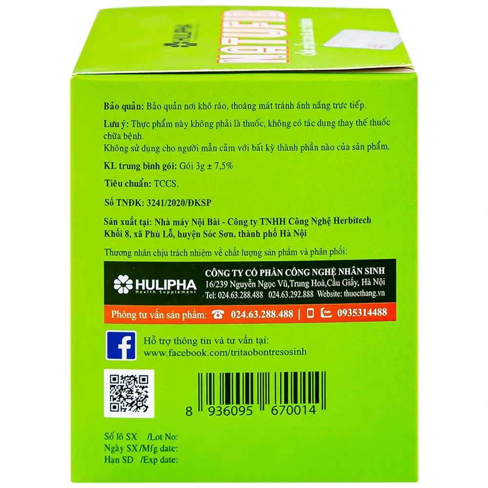 Hình ảnh Cốm Natufib Hulipha hỗ trợ cải thiện tình trạng táo bón (20 gói x 3g)