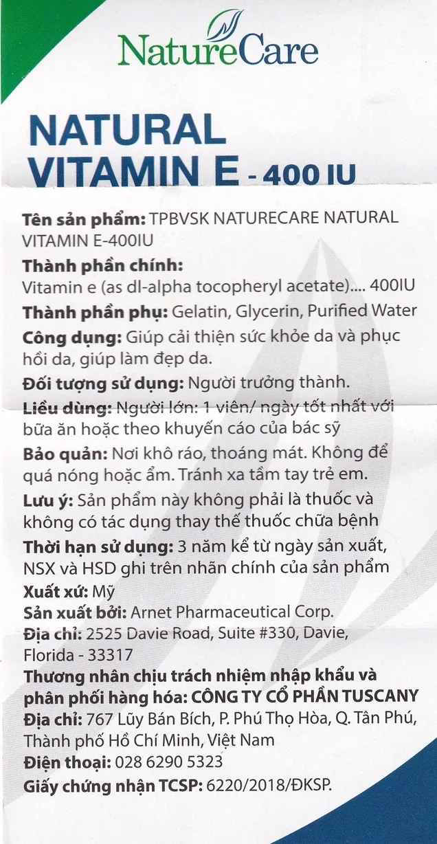 Hình ảnh Thực phẩm bảo vệ sức khỏe Natural Vitamin E 400 IU giúp cải thiện sức khỏe da và phục hồi da (60 viên)