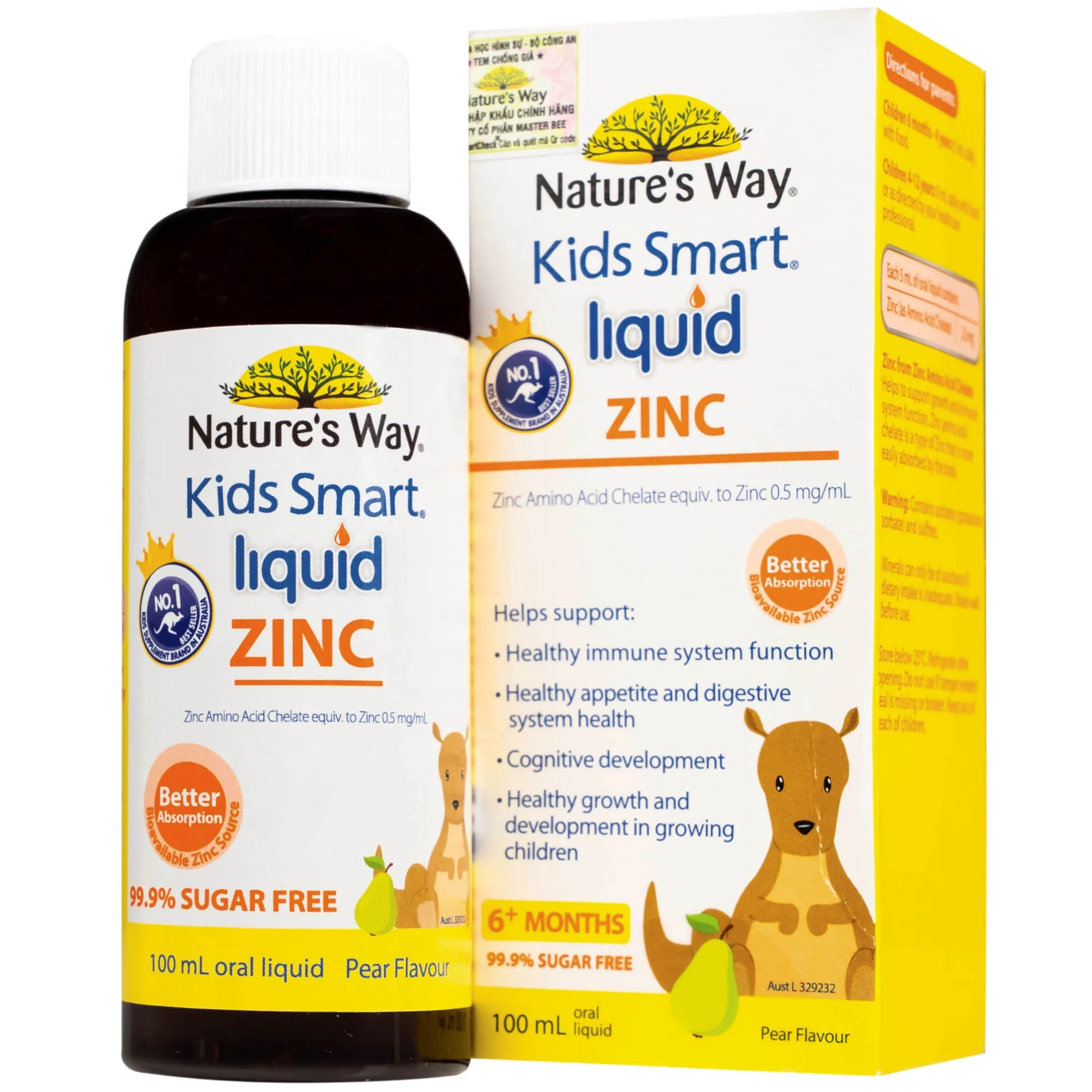 Hình ảnh Siro bổ sung kẽm và hỗ trợ kích thích thèm ăn Kids Smart Liquid Zinc Nature's Way (Hộp 100ml)