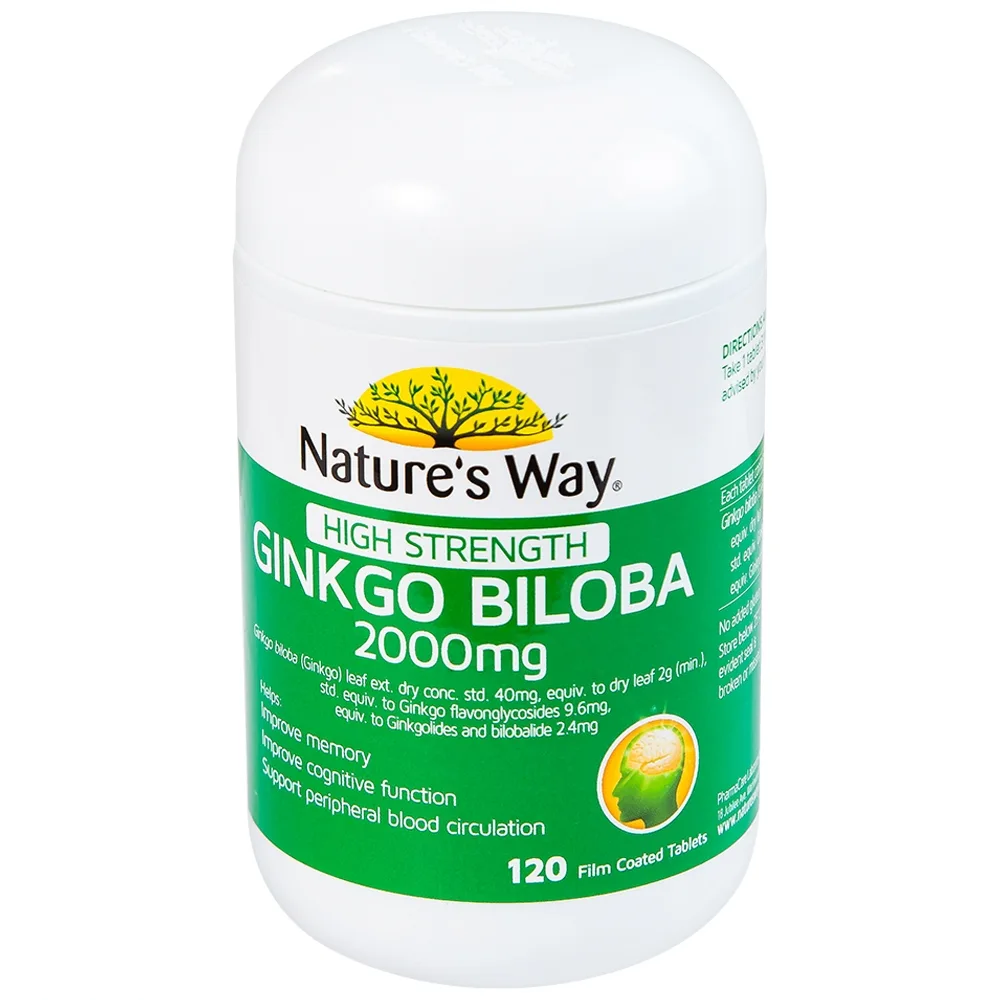 Hình ảnh Viên uống High Strength Ginkgo Biloba 2000mg hỗ trợ tăng cường tuần hoàn não (120 viên)