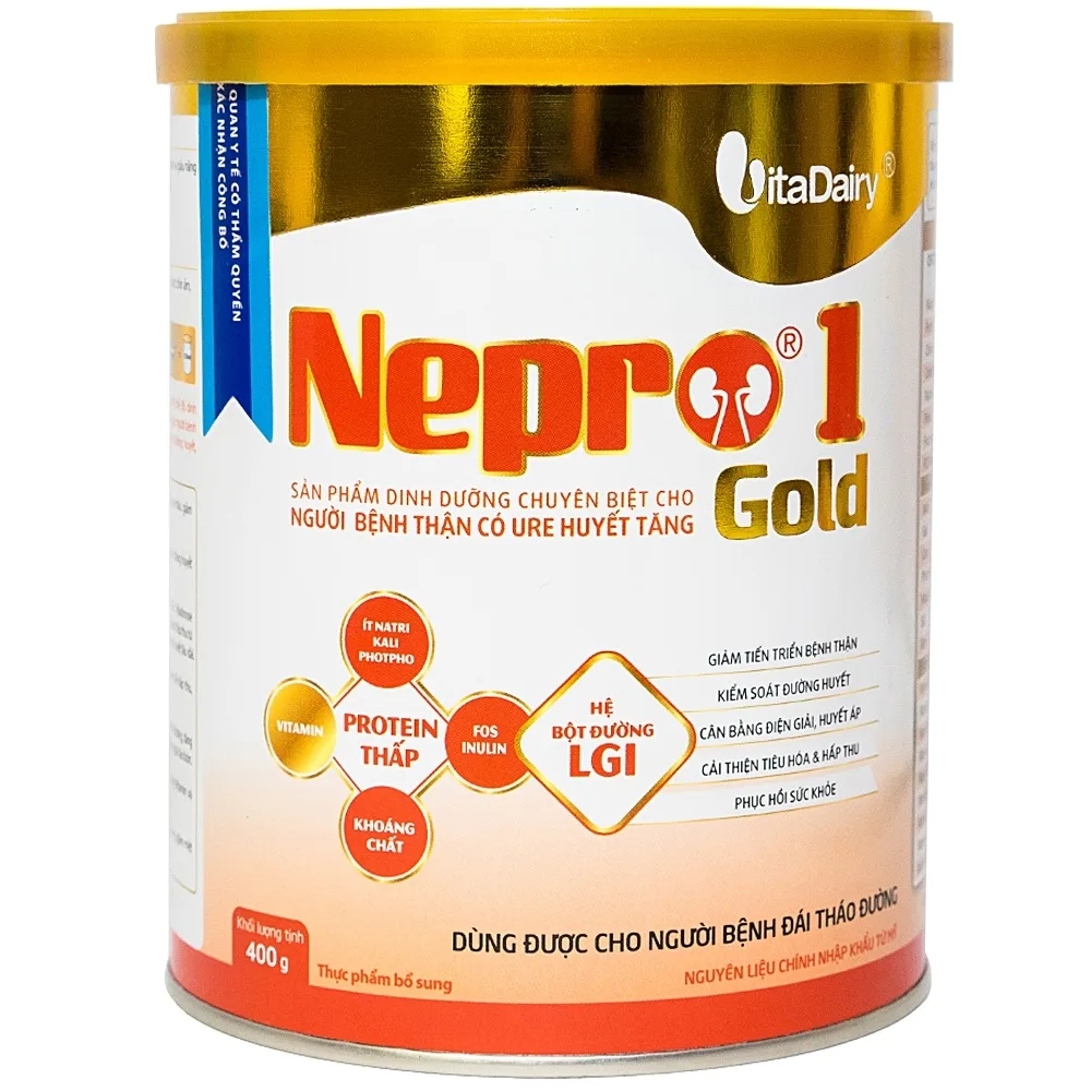 Hình ảnh Sữa bột Nepro 1 Gold VitaDairy bổ sung dinh dưỡng giảm protein dành cho người bệnh đái tháo đường (400g)