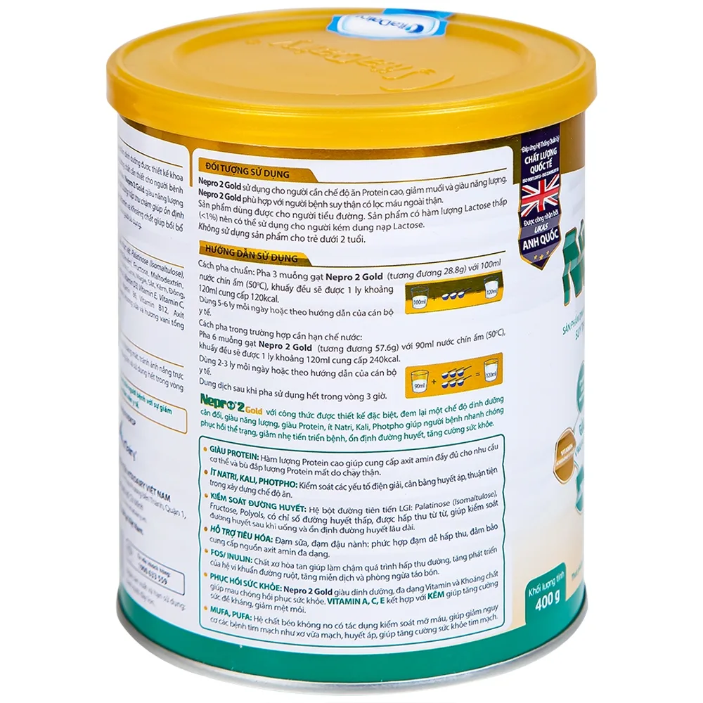 Hình ảnh Sữa bột Nepro 2 Gold VitaDairy bổ sung dinh dưỡng cho người bệnh suy thận (400g)