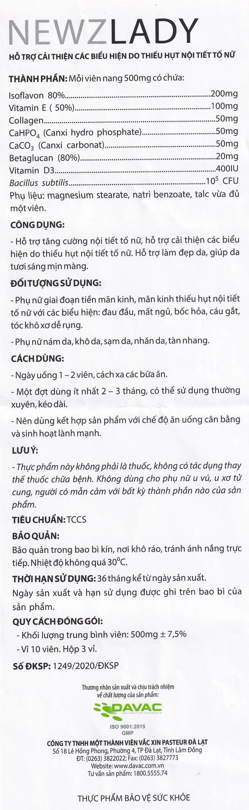 Hình ảnh Viên uống Newzlady Davac hỗ trợ tăng cường nội tiết tố nữ (3 vỉ x 10 viên)