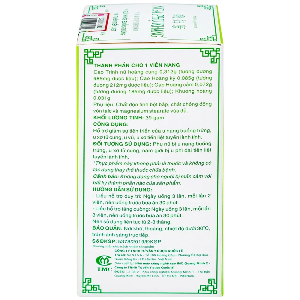 Hình ảnh Viên uống Nga Phụ Khang Dược Quốc Tế hỗ trợ giảm sự tiến triển của u nang buồng trứng (60 viên)