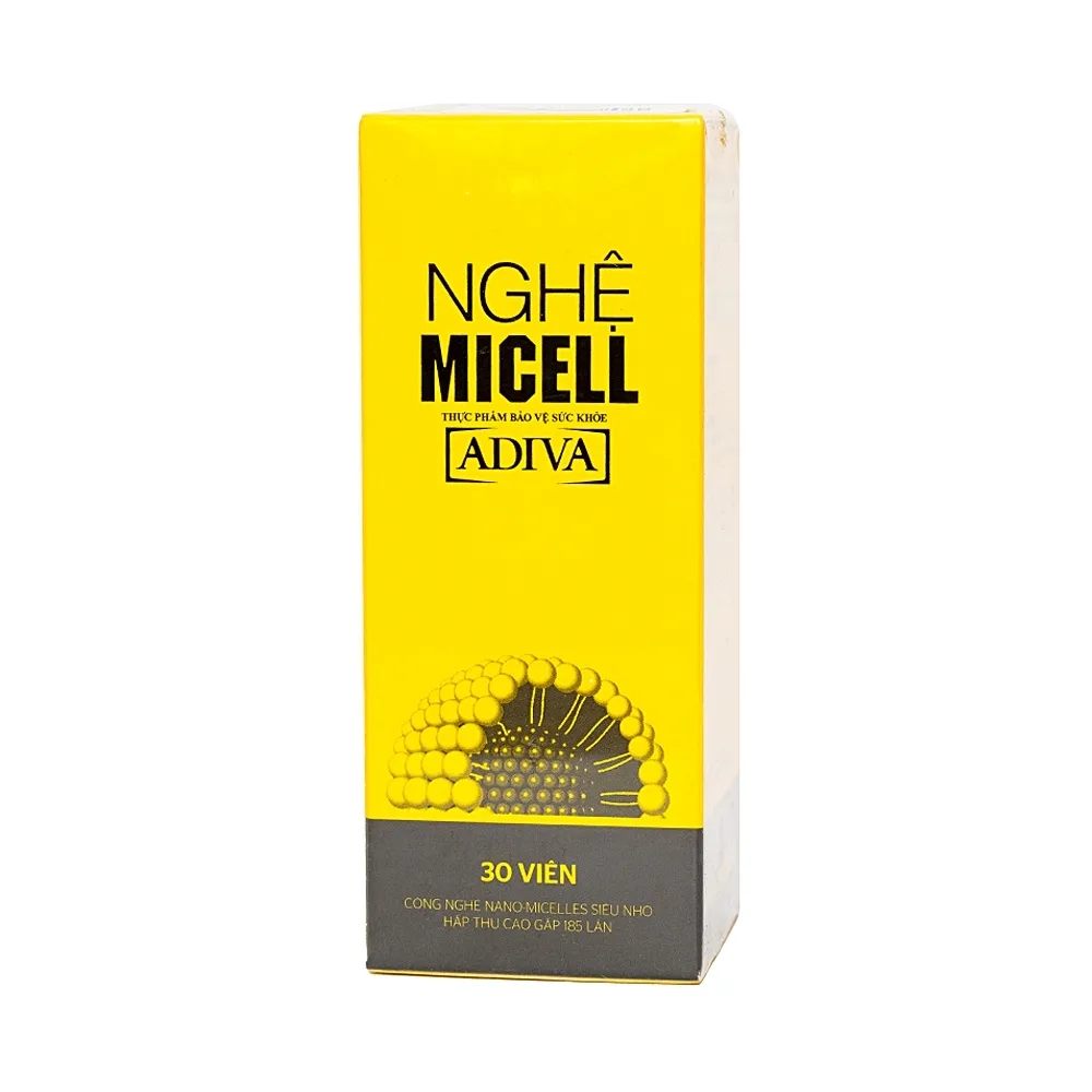 Hình ảnh Viên uống Nghệ Micell Adiva hỗ trợ điều trị viêm loét dạ dày, giúp giảm tổn thương niêm mạc dạ dày (30 viên)