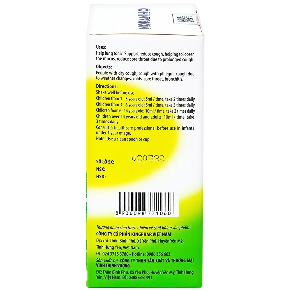 Hình ảnh Siro Nopanho Kingphar giúp bổ phế, hạn chế ho nhiều (125ml)