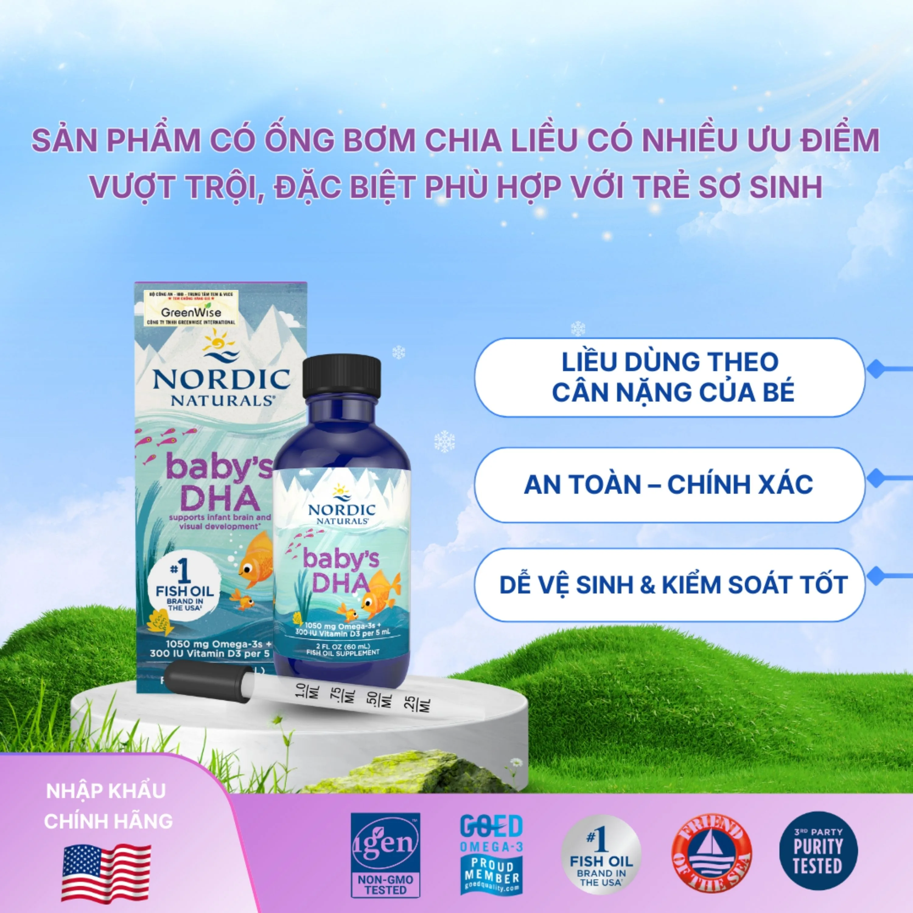 Hình ảnh Dung dịch hỗ trợ cải thiện thị lực cho trẻ từ 0 tháng tuổi Nordic Naturals Baby's DHA (60ml)