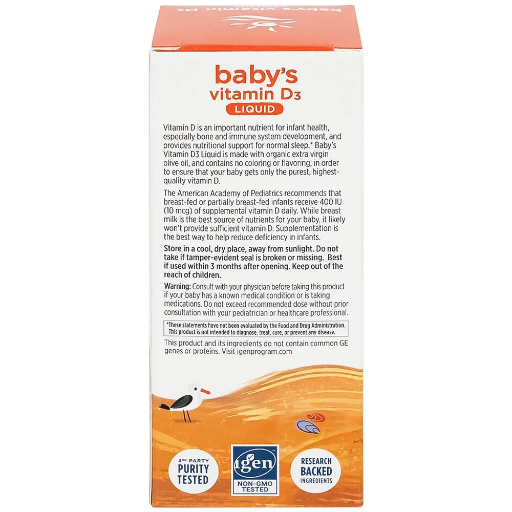 Hình ảnh Dung dịch Nordic Naturals Baby's Vitamin D3 22.5ml bổ sung Vitamin D, tăng cường hấp thu canxi vào xương
