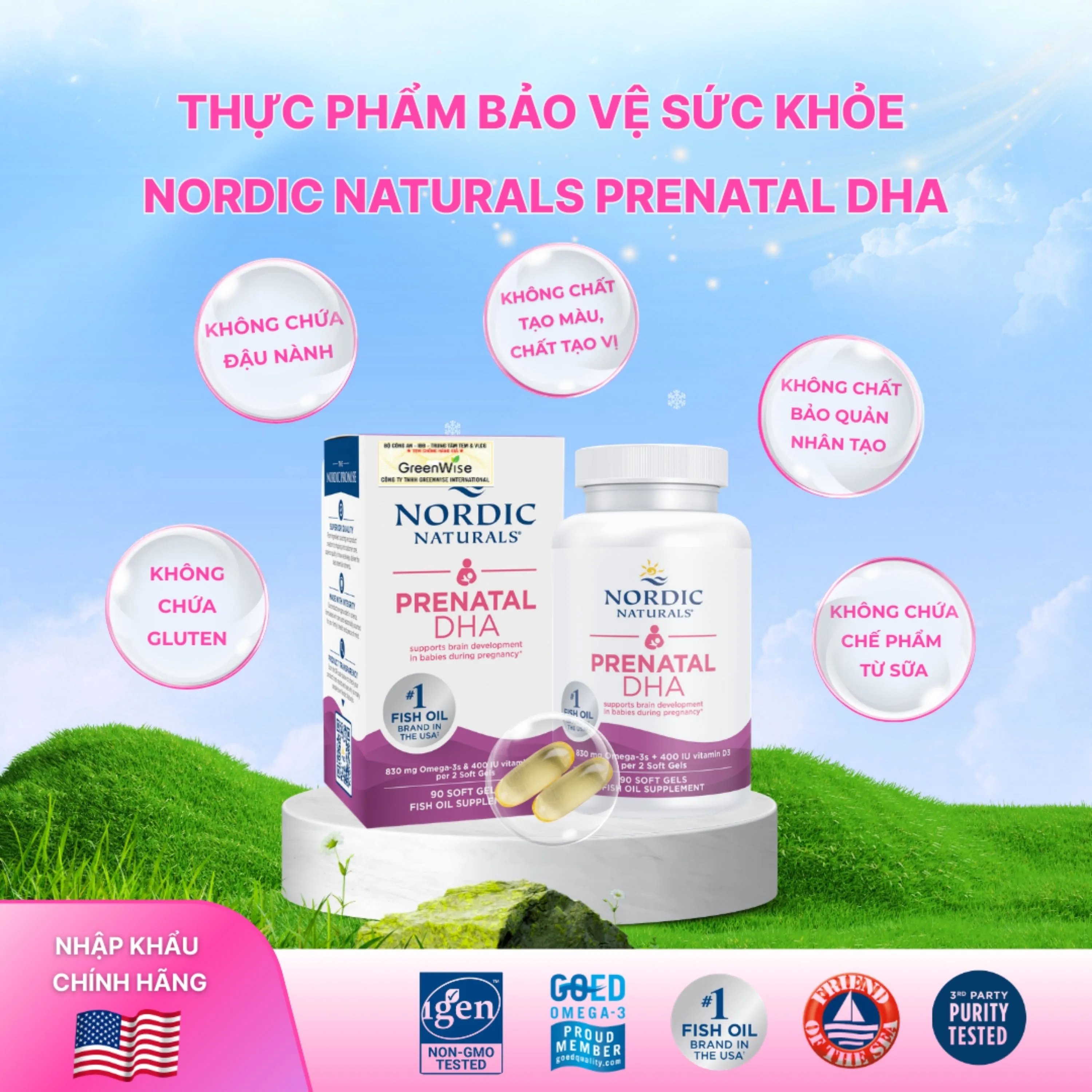 Hình ảnh Viên uống cho phụ nữ mang thai và cho con bú Nordic Naturals Prenatal DHA (90 viên)