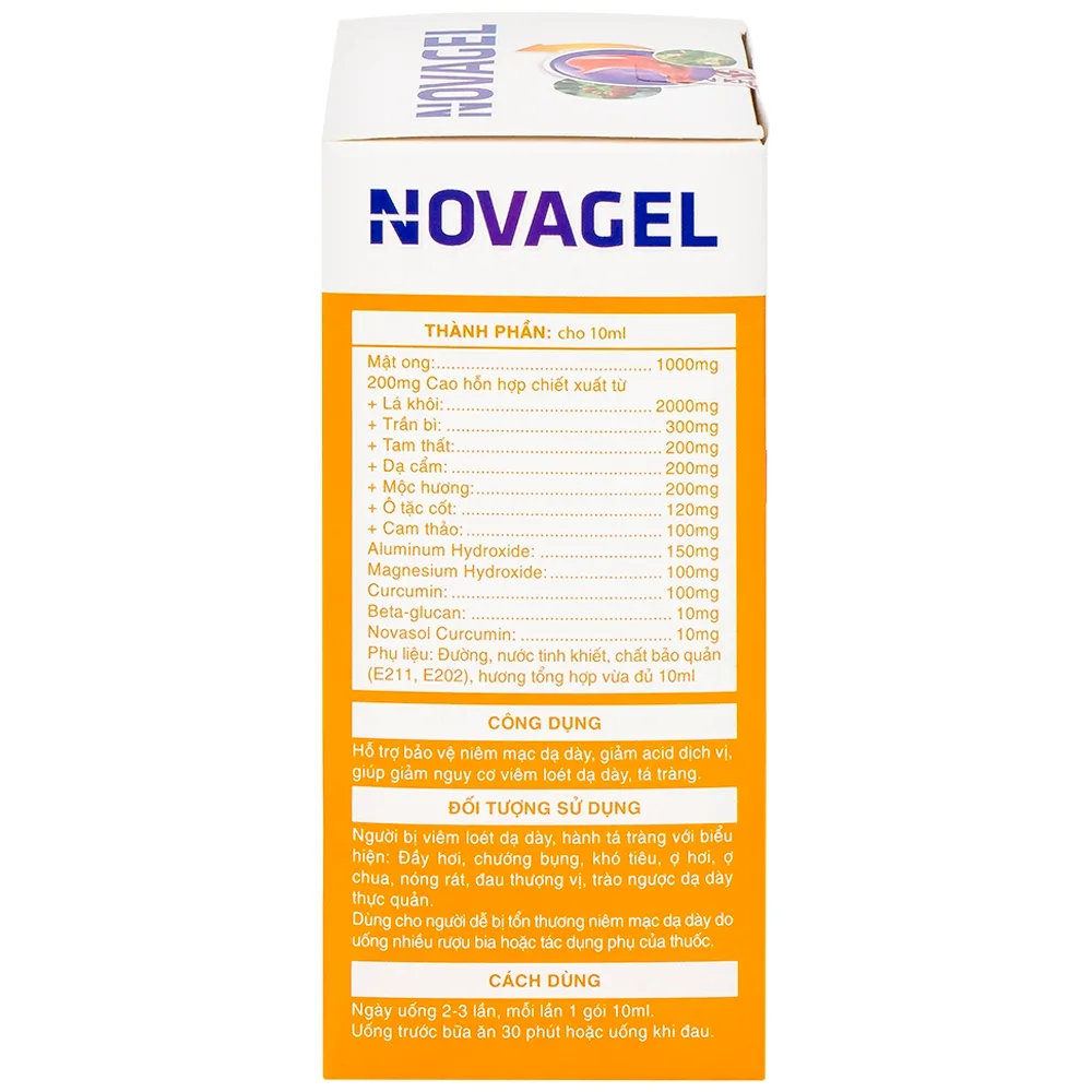 Hình ảnh Thực phẩm bảo vệ sức khỏe Novagel Dân Khang hỗ trợ giảm acid dịch vị, bảo vệ niêm mạc dạ dày (Hộp 20 gói x 10ml)