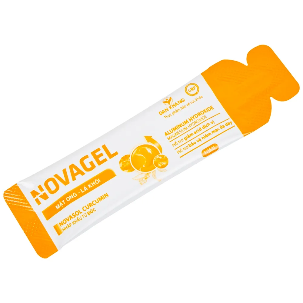 Hình ảnh Thực phẩm bảo vệ sức khỏe Novagel Dân Khang hỗ trợ giảm acid dịch vị, bảo vệ niêm mạc dạ dày (Hộp 20 gói x 10ml)