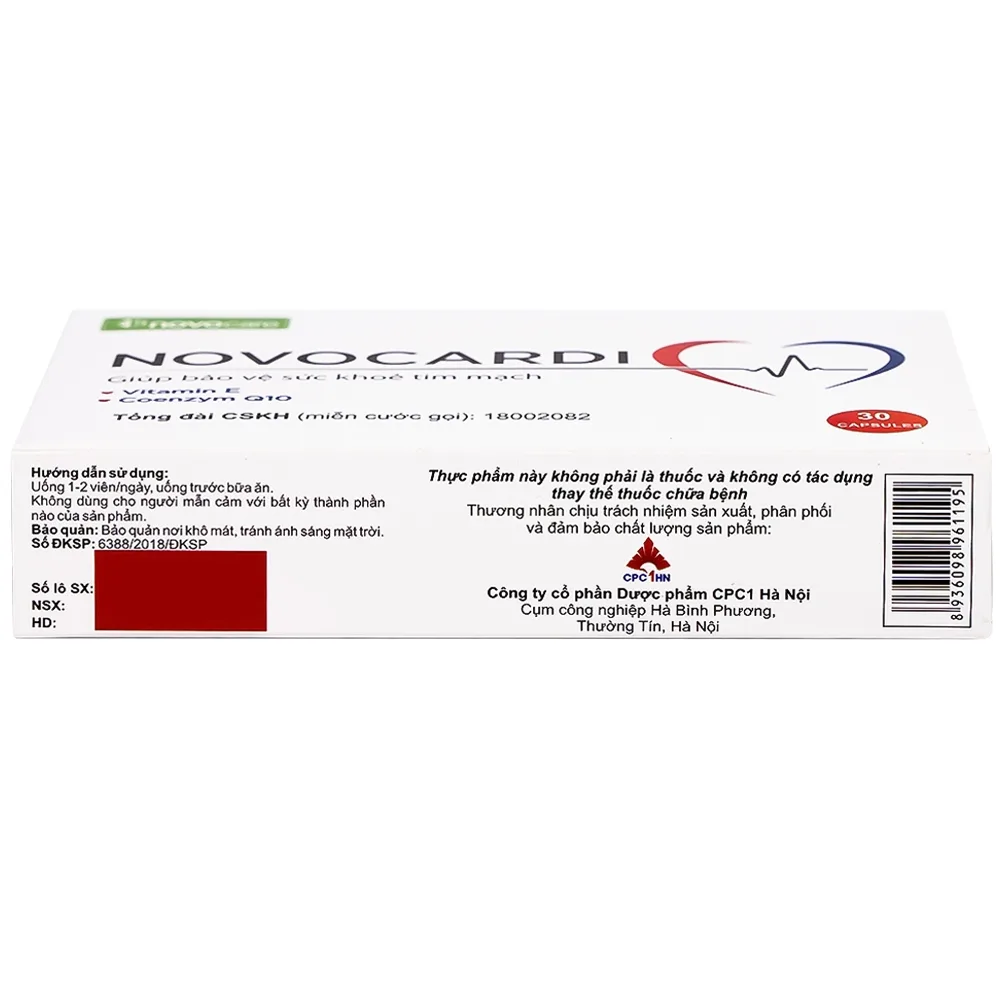 Hình ảnh Viên uống Novocardi Novocare hỗ trợ giảm nguy cơ xơ vữa động mạch, bảo vệ thành mạch (30 viên)