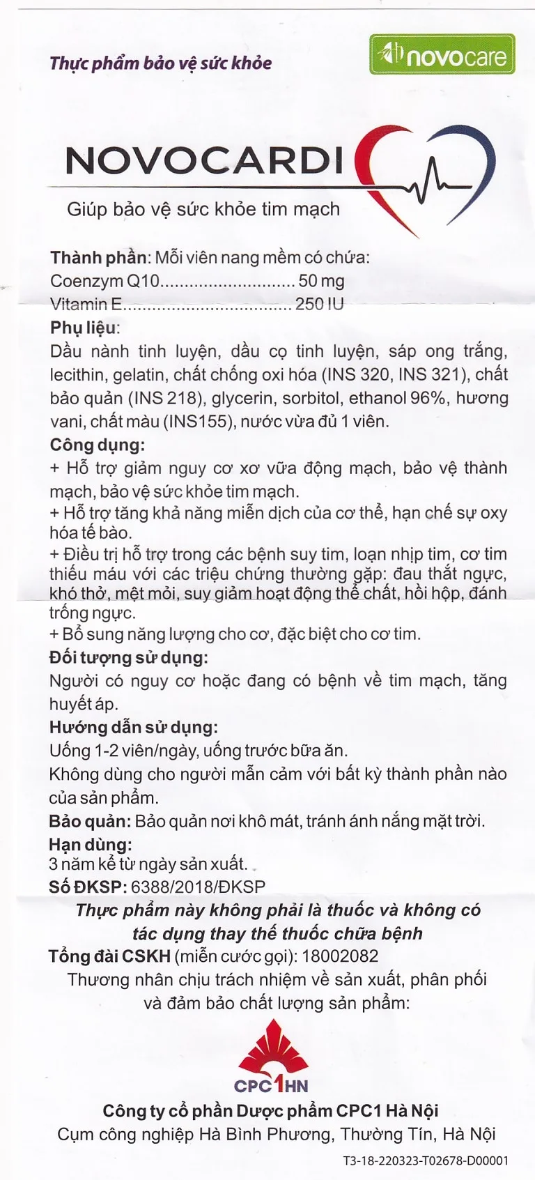 Hình ảnh Viên uống Novocardi Novocare hỗ trợ giảm nguy cơ xơ vữa động mạch, bảo vệ thành mạch (30 viên)