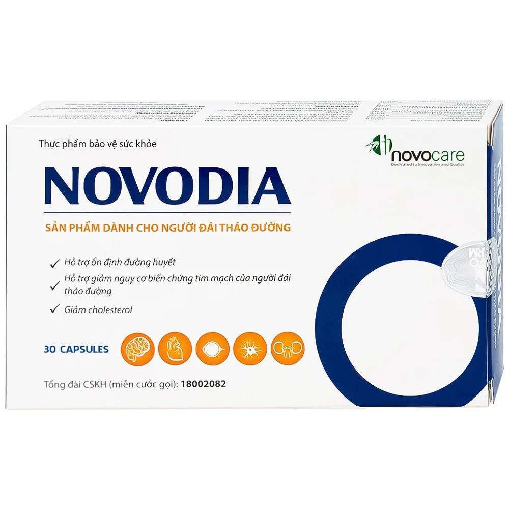 Hình ảnh Viên uống Novodia Novocare hỗ trợ ổn định đường huyết, giảm biến chứng tim mạch (2 vỉ x 15 viên)