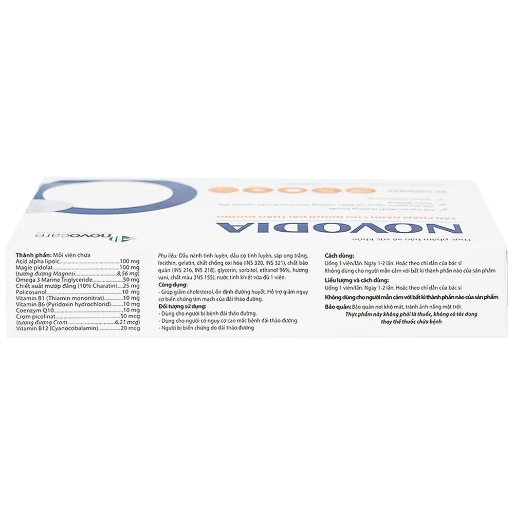 Hình ảnh Viên uống Novodia Novocare hỗ trợ ổn định đường huyết, giảm biến chứng tim mạch (2 vỉ x 15 viên)