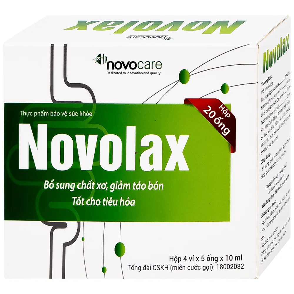Hình ảnh Dung dịch uống Novolax Novocare bổ sung chất xơ giúp nhuận tràng, giảm táo bón (4 vỉ x 5 ống)