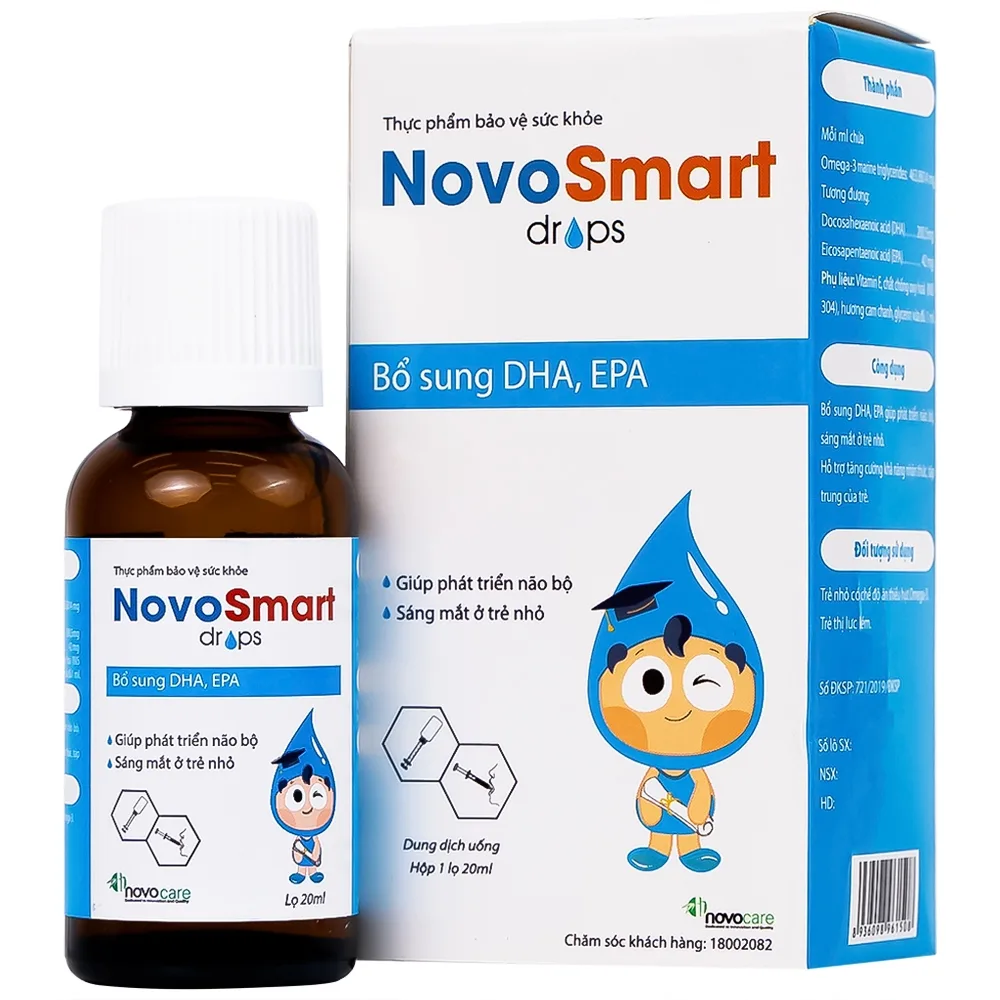 Hình ảnh Dung dịch uống NovoSmart Drops 20ml Novocare bổ sung DHA, EPA, phát triển não bộ